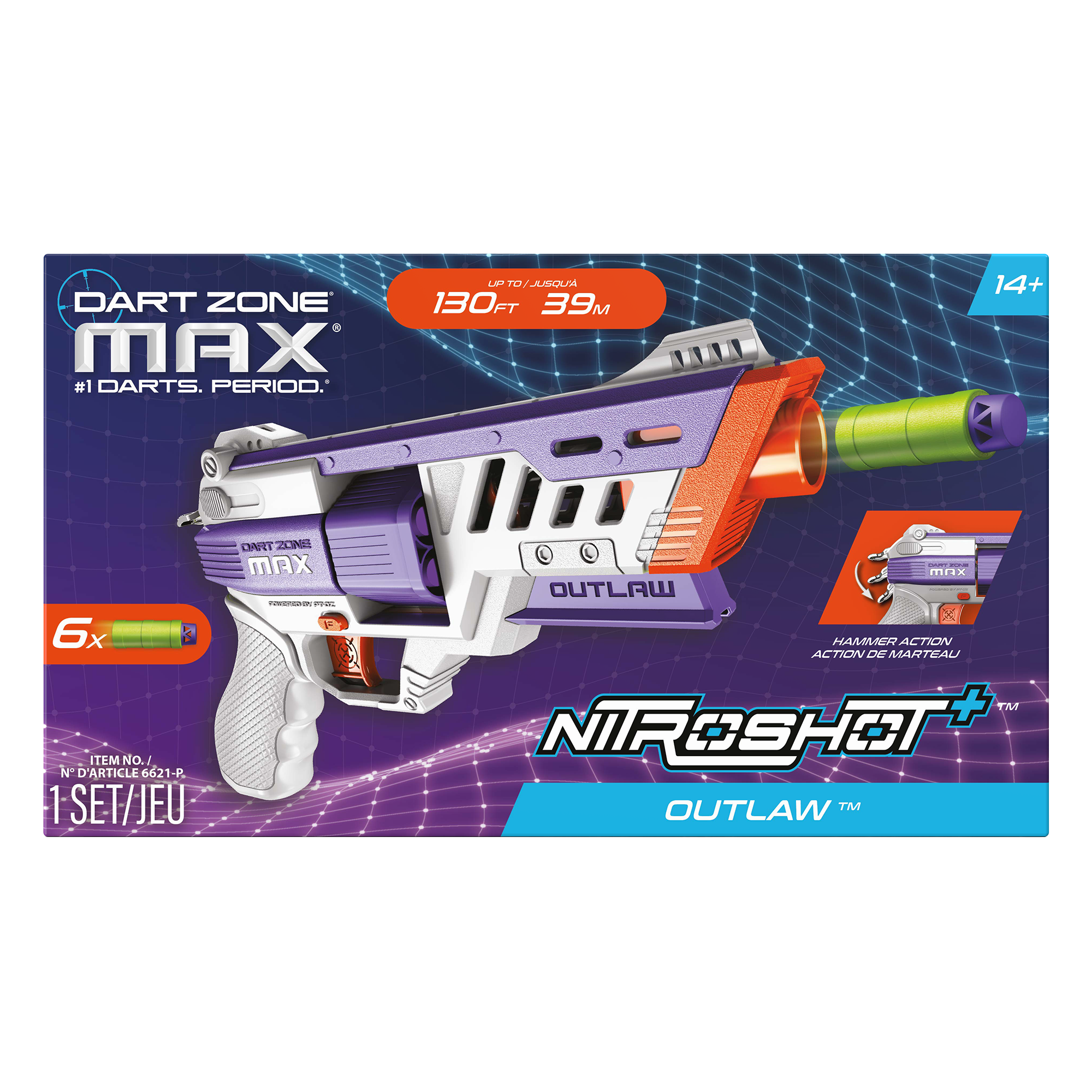 Dart Zone Max Nitroshot+ Outlaw Purple | Hammer-Action Dart Dart Zone Max Nitroshot+ Outlaw Purple | Hammer-Action Dart